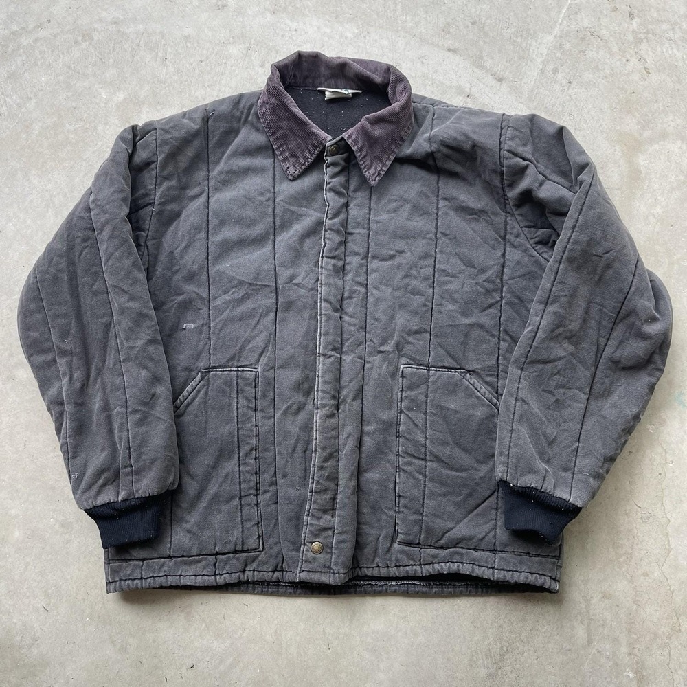 Vintage KEY‎ Workwear Quilted Insulated Chore Barn Coat Black Mens Large/XL